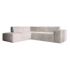 Meubella - Hoekbank Monet - Beige - Ribstof - Links