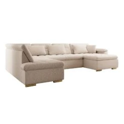 Meubella - Hoekbank Nicoreta - Beige - Teddy Boucle - Rechts