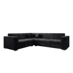 Meubella - Hoekbank Santana - Zwart - Velvet - Links