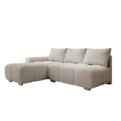 Meubella - Broome - Hoekbank 3-zits - Grijs Teddystof - Links