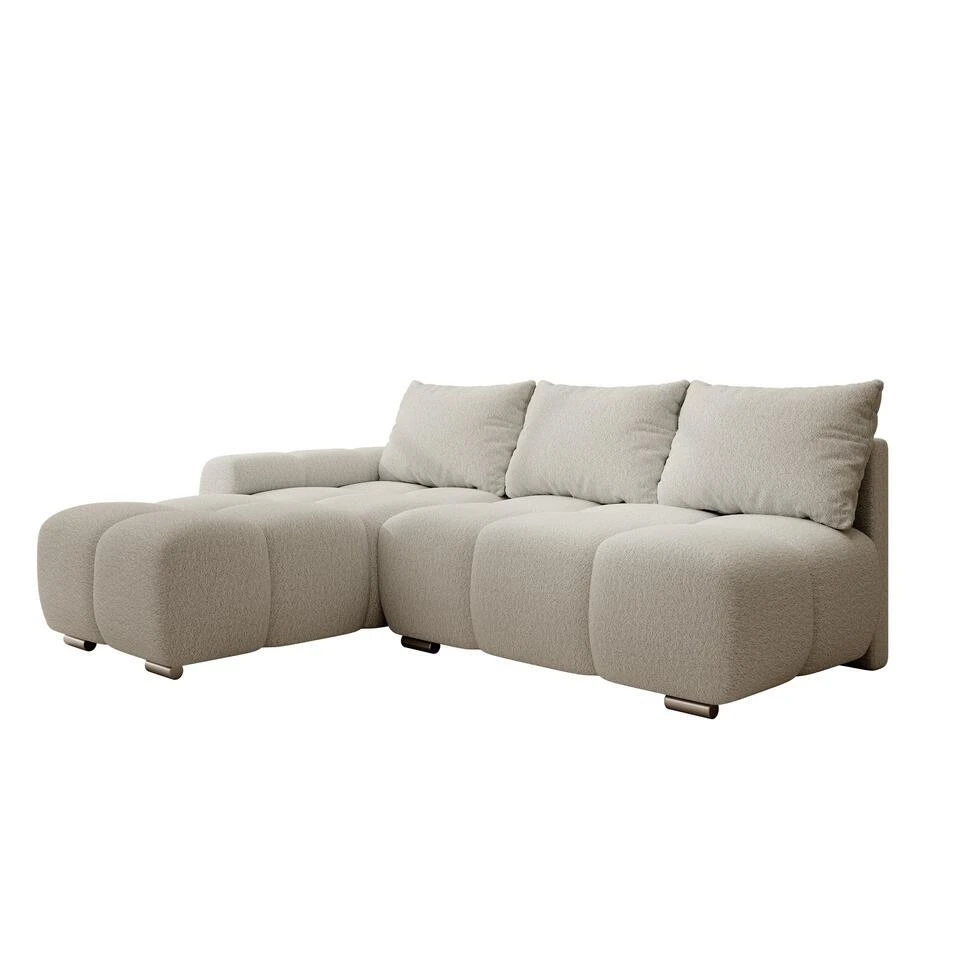 Meubella - Broome - Hoekbank 3-zits - Grijs Teddystof - Links 3 Meubella - Broome - Hoekbank 3-zits - Grijs Teddystof - Links