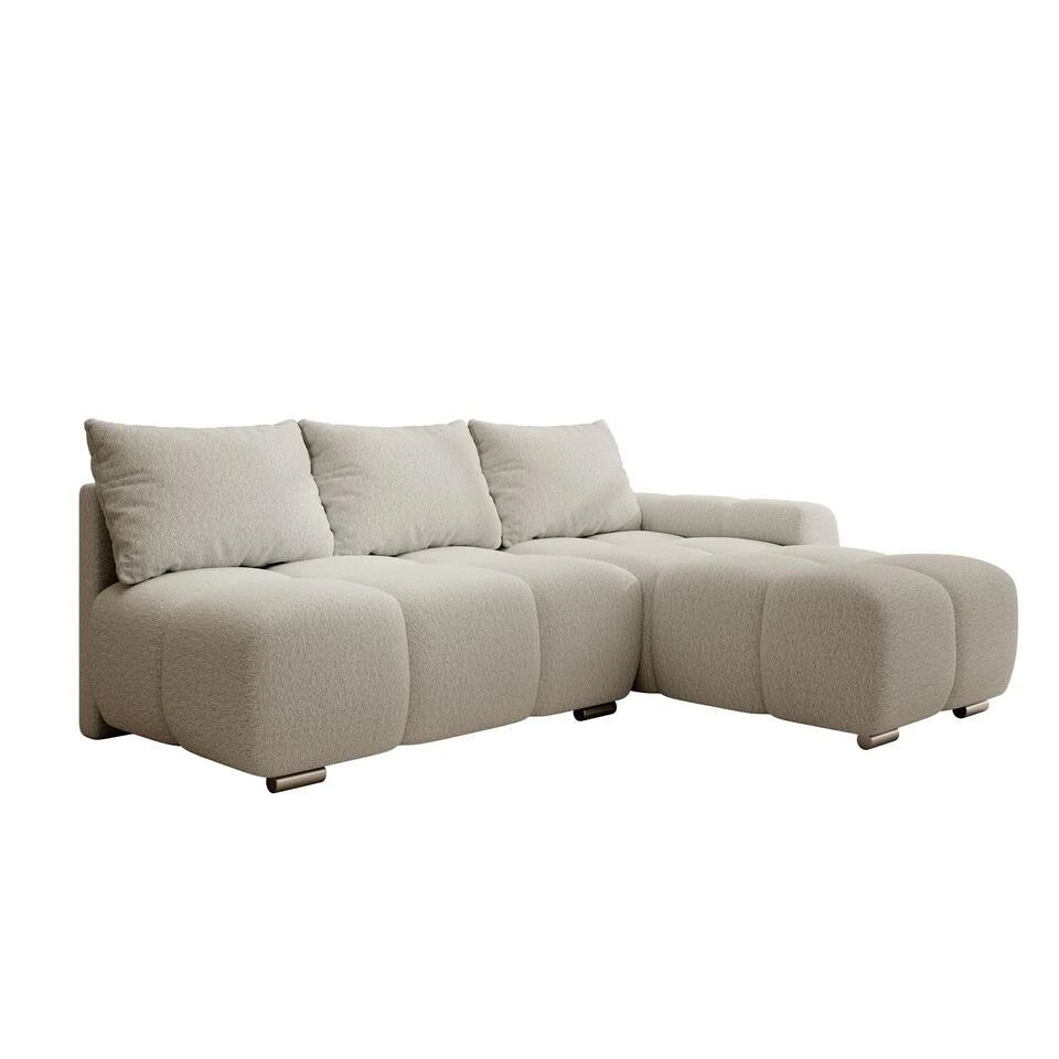 Meubella - Broome - Hoekbank 3-zits - Grijs Teddystof - Rechts 3 Meubella - Broome - Hoekbank 3-zits - Grijs Teddystof - Rechts