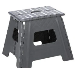 Merkloos HI Huishoudtrap - Grijs - 38x32x31 Cm - Opvouwbaar - Keukentrap