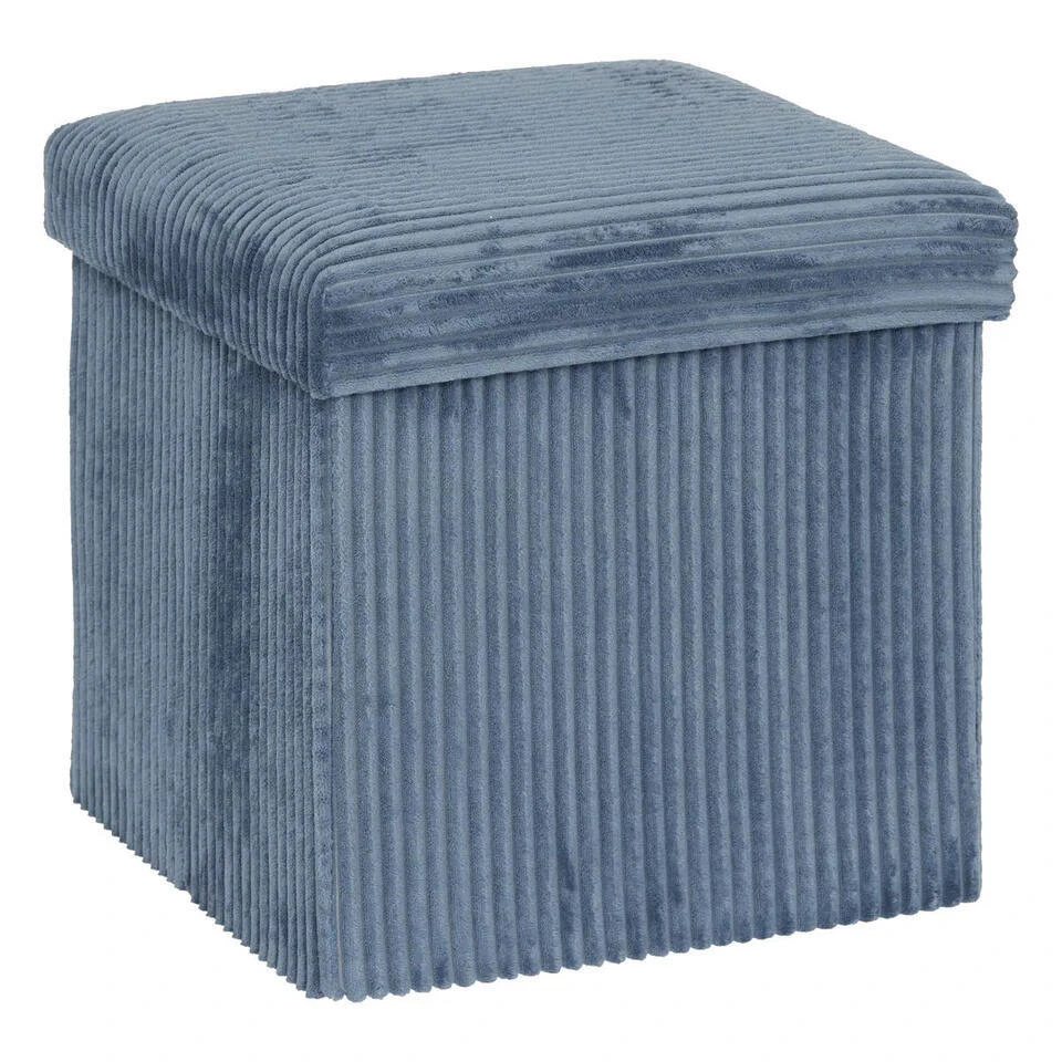 Merkloos Hocker/poef Ribcord - Opvouwbaar - Blauw - Polyester - 38x38cm 3 Merkloos Hocker/poef Ribcord - Opvouwbaar - Blauw - Polyester - 38x38cm