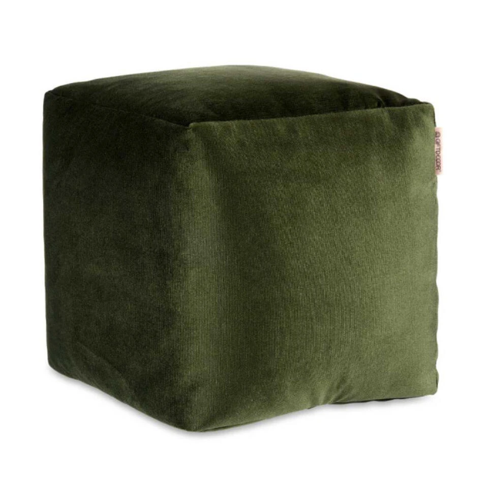 Merkloos Arte Regal Poef - Fluweel - Donkergroen - 30 X 30 Cm - Vierkant 3 Merkloos Arte Regal Poef - Fluweel - Donkergroen - 30 X 30 Cm - Vierkant