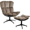 Pilou - Fauteuil Met Hocker In Fluweel In Taupe -LeenBakker Winkel 1000176538