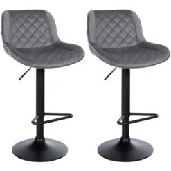 CLP Set Van 2 Barkruk Kasson Zwart Frame - Fluweel - Donkergrijs