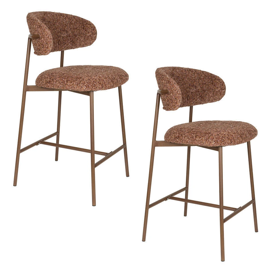 Housecraft Claes Counter/ Barkrukken Terracotta - Set Van 2 3 Housecraft Claes Counter/ Barkrukken Terracotta - Set Van 2