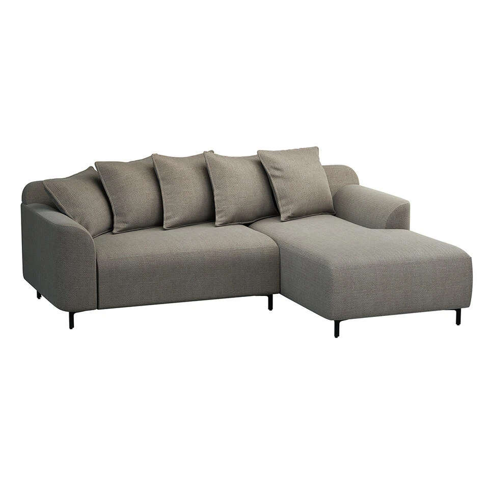 Bank Elsa Met Chaise Longue Rechts - Stof Eden - Taupe 4 Bank Elsa Met Chaise Longue Rechts - Stof Eden - Taupe - Afbeelding 2