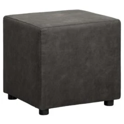 Hocker Nando - Antraciet - Stof Preston - 46x46x46 Cm -LeenBakker Winkel 10209445 0301