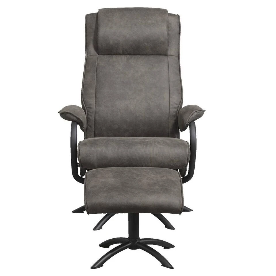 Relaxfauteuil Vincent Incl. Hocker - Stof Preston - Antraciet 4 Relaxfauteuil Vincent Incl. Hocker - Stof Preston - Antraciet - Afbeelding 2