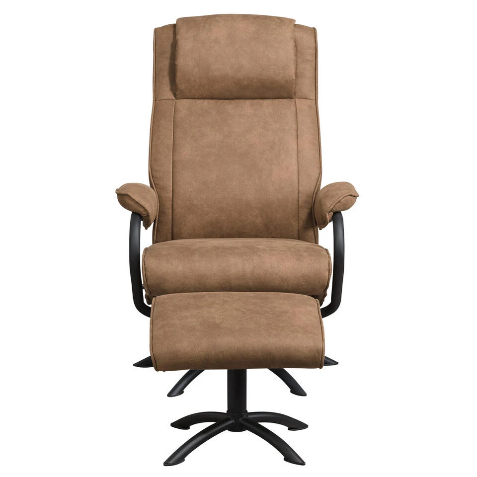 Relaxfauteuil Vincent Incl. Hocker - Taupe 5 Relaxfauteuil Vincent Incl. Hocker - Taupe - Afbeelding 3