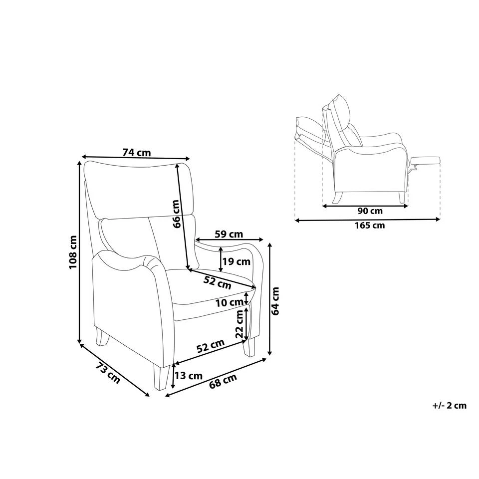 Beliani TV-fauteuil ROYSTON - Grijs Polyester 5 Beliani TV-fauteuil ROYSTON - Grijs Polyester - Afbeelding 3