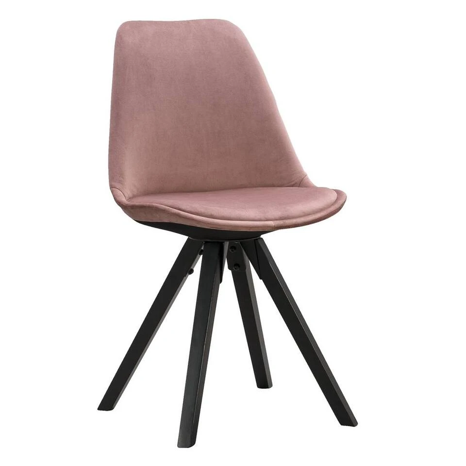 Eetkamerstoel Senja - Velvet - Roze - Zwart Hout 3 Eetkamerstoel Senja - Velvet - Roze - Zwart Hout