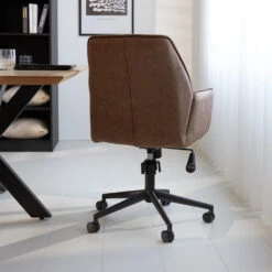 Industriële Draaibare Bureaustoel Novan Taupe - 52x57x87 Cm - Stof - Taupe -LeenBakker Winkel 10e24e5a2b7c4d6caeb4308a5c7f05ed