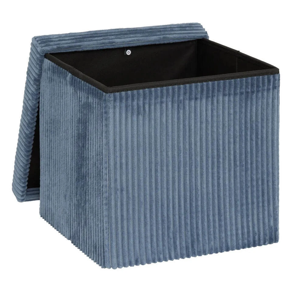 Merkloos Hocker/poef Ribcord - Opvouwbaar - Blauw - Polyester - 38x38cm 4 Merkloos Hocker/poef Ribcord - Opvouwbaar - Blauw - Polyester - 38x38cm - Afbeelding 2