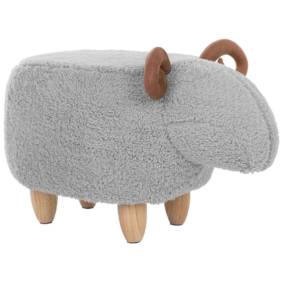 Beliani Hocker LAMB - Grijs Polyester 3 Beliani Hocker LAMB - Grijs Polyester