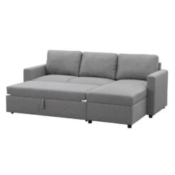 Slaapbank Turijn Met Opbergruimte - Grijs - 82x215x145 Cm -LeenBakker Winkel 12600490 0306