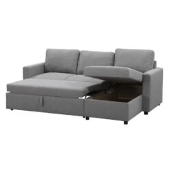 Slaapbank Turijn Met Opbergruimte - Grijs - 82x215x145 Cm -LeenBakker Winkel 12600490 0307