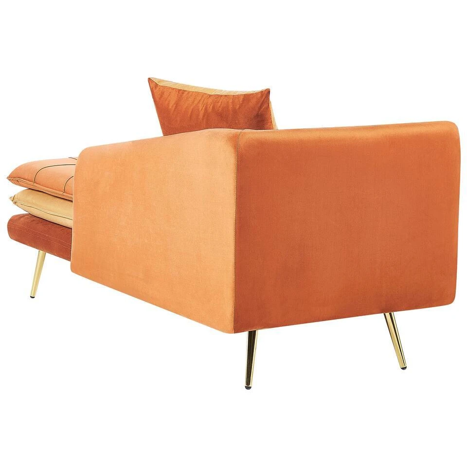 GONESSE - Chaise Longue - Oranje - Fluweel 7 GONESSE - Chaise Longue - Oranje - Fluweel - Afbeelding 5