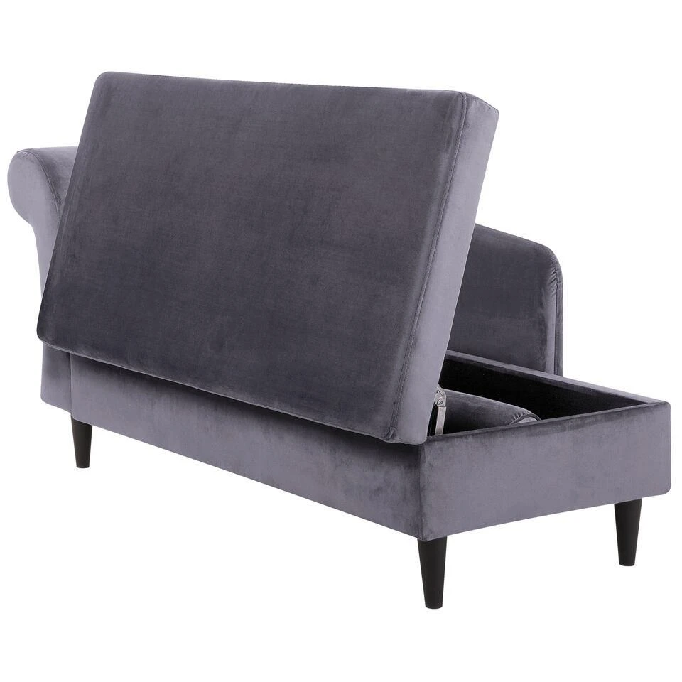 LUIRO - Chaise Longue - Donkergrijs - Linkerzijde - Fluweel 13 LUIRO - Chaise Longue - Donkergrijs - Linkerzijde - Fluweel - Afbeelding 11