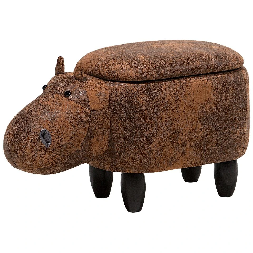Beliani Dierenhocker HIPPO - Bruin Kunstleer 3 Beliani Dierenhocker HIPPO - Bruin Kunstleer