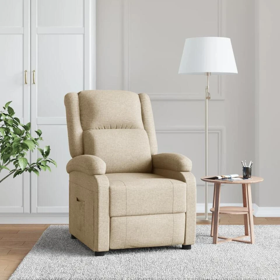 VidaXL Recliner Stof Crème 4 VidaXL Recliner Stof Crème - Afbeelding 2
