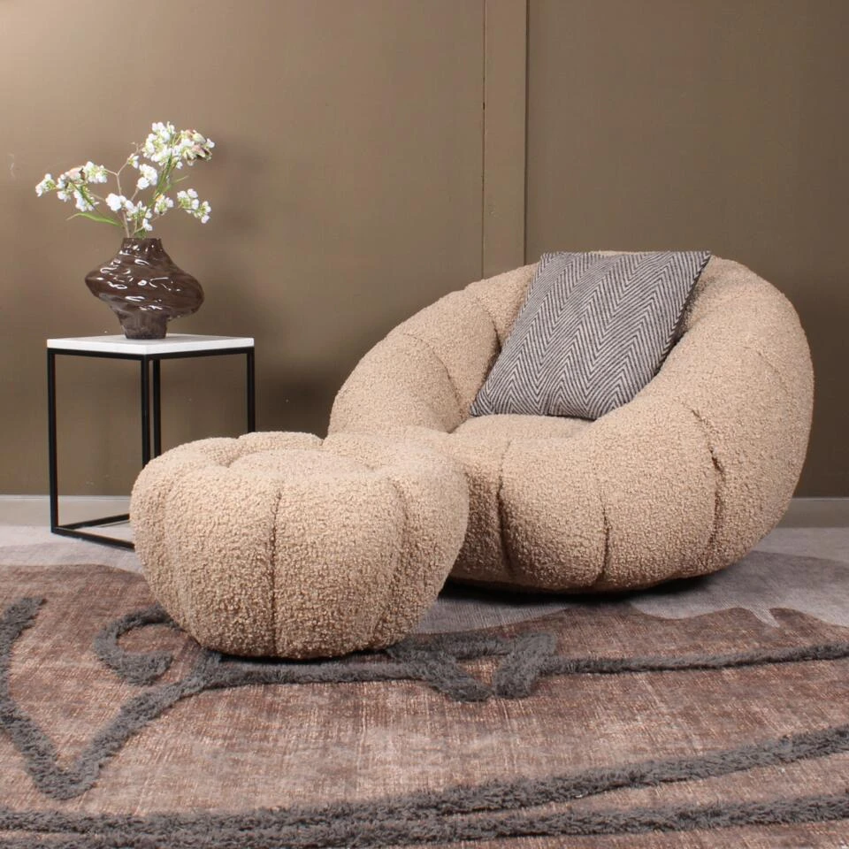 DS4U - Olivia Fauteuil Set Teddy - Beige 4 DS4U - Olivia Fauteuil Set Teddy - Beige - Afbeelding 2