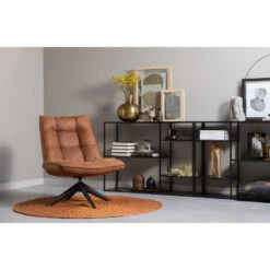 WOOOD Jouke Draaifauteuil - Kunstleer - Cognac - 97x70x85 -LeenBakker Winkel 1697548865 0102