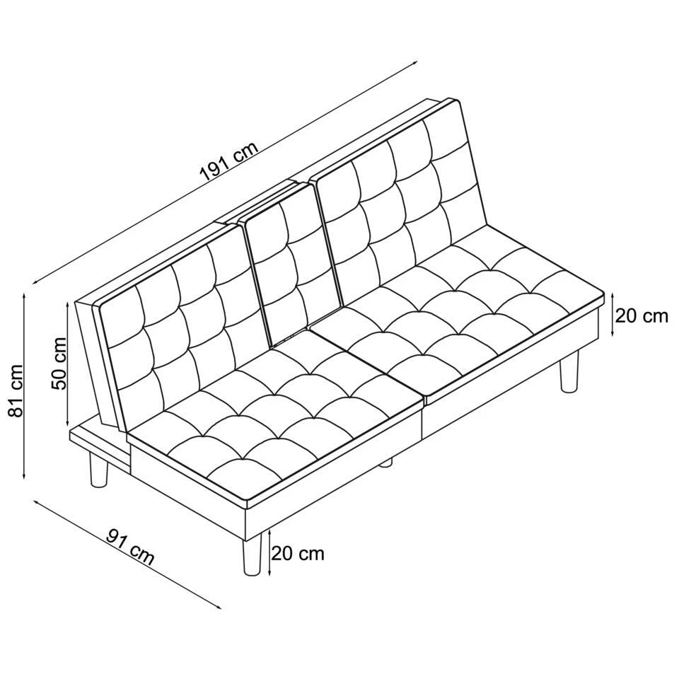 Maine - Slaapbank In Crèmekleurige Ribstof 9 Maine - Slaapbank In Crèmekleurige Ribstof - Afbeelding 7