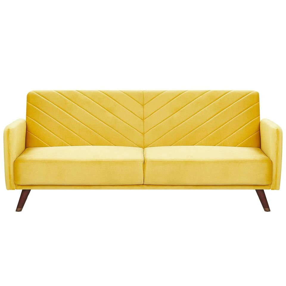 Beliani Driezitsbank - SENJA Geel Fluweel 3 Beliani Driezitsbank - SENJA Geel Fluweel