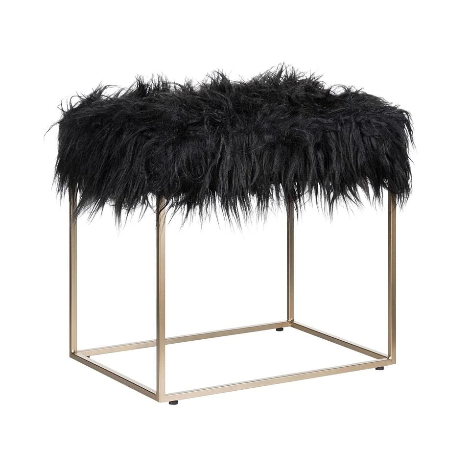 Beliani Hocker MANHATTAN - Zwart Polyester 3 Beliani Hocker MANHATTAN - Zwart Polyester