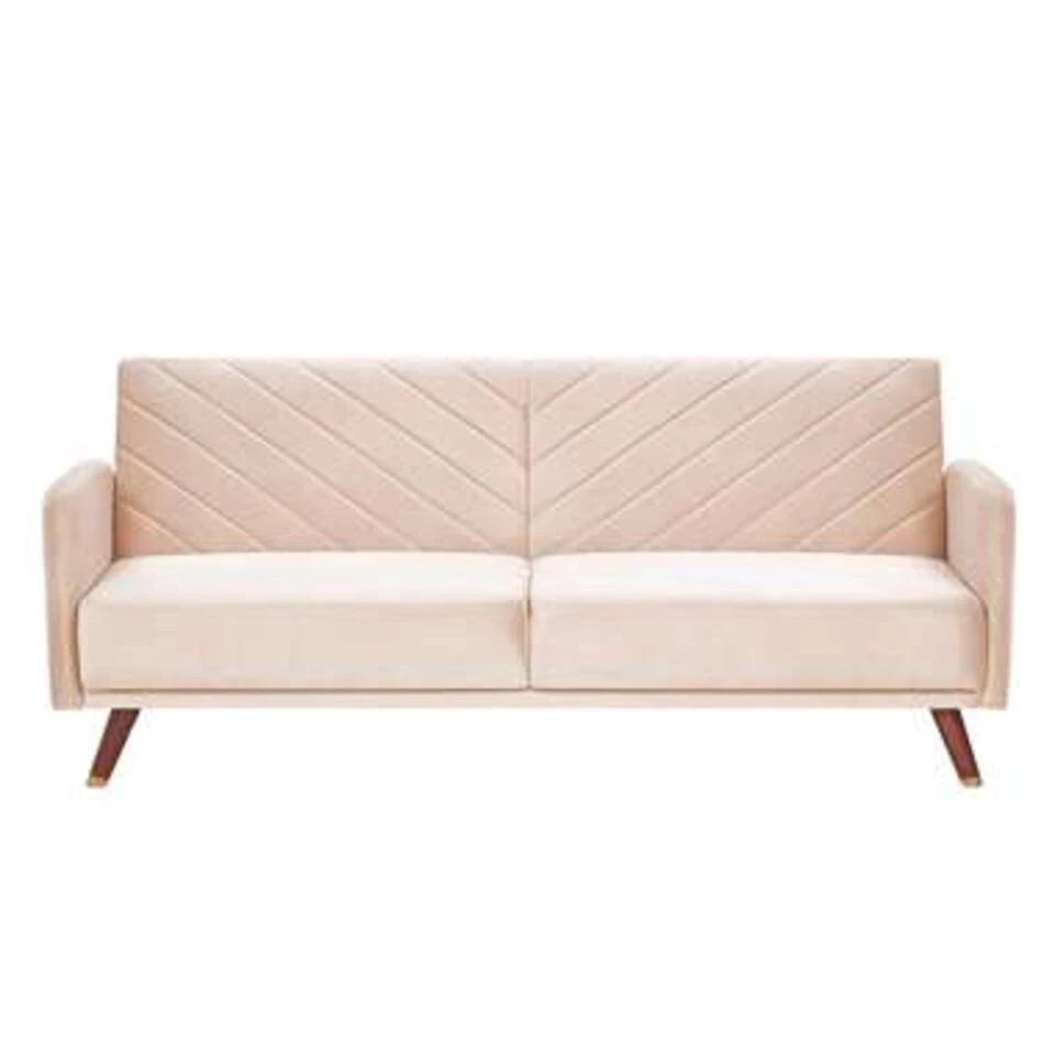 Beliani Driezitsbank - SENJA Beige Fluweel 3 Beliani Driezitsbank - SENJA Beige Fluweel