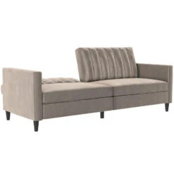 Celine - 3-zits Slaapbank In Taupe Fluweel -LeenBakker Winkel 17a02875ede44ca1919df17ad55414cc