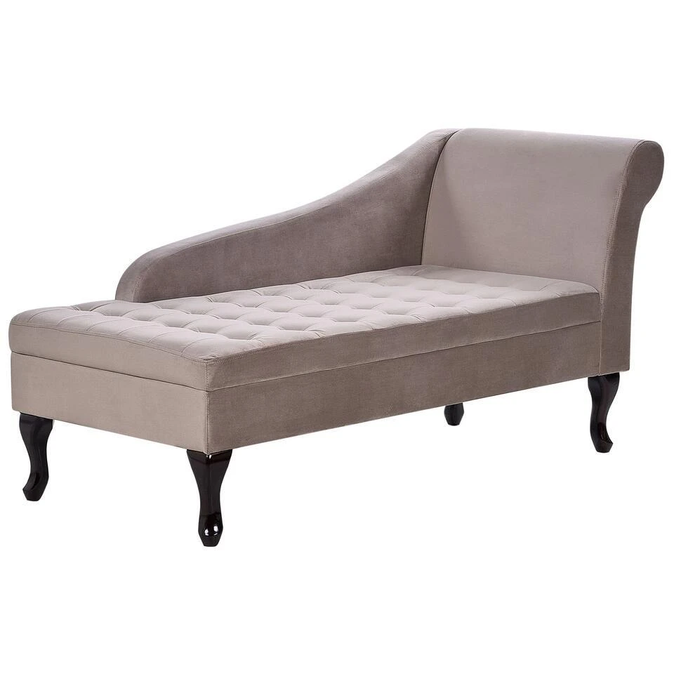 PESSAC - Chaise Longue - Taupe - Rechterzijde - Fluweel 7 PESSAC - Chaise Longue - Taupe - Rechterzijde - Fluweel - Afbeelding 5