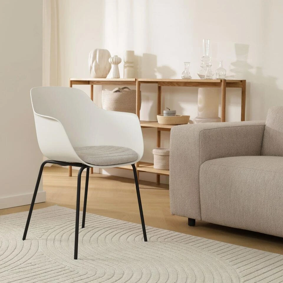 Nolon Nora-Liz Eetkamerstoel Wit - Beige Kussen - Zwarte Poten 4 Nolon Nora-Liz Eetkamerstoel Wit - Beige Kussen - Zwarte Poten - Afbeelding 2