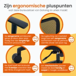 Goliving Ergonomisch Bureaustoel - Verstelbaar - Op Wieltjes - Zwart 15 Goliving Ergonomisch Bureaustoel - Verstelbaar - Op Wieltjes - Zwart -LeenBakker Winkel 1842484a2c3f42c5bc8dacc107ab1df4