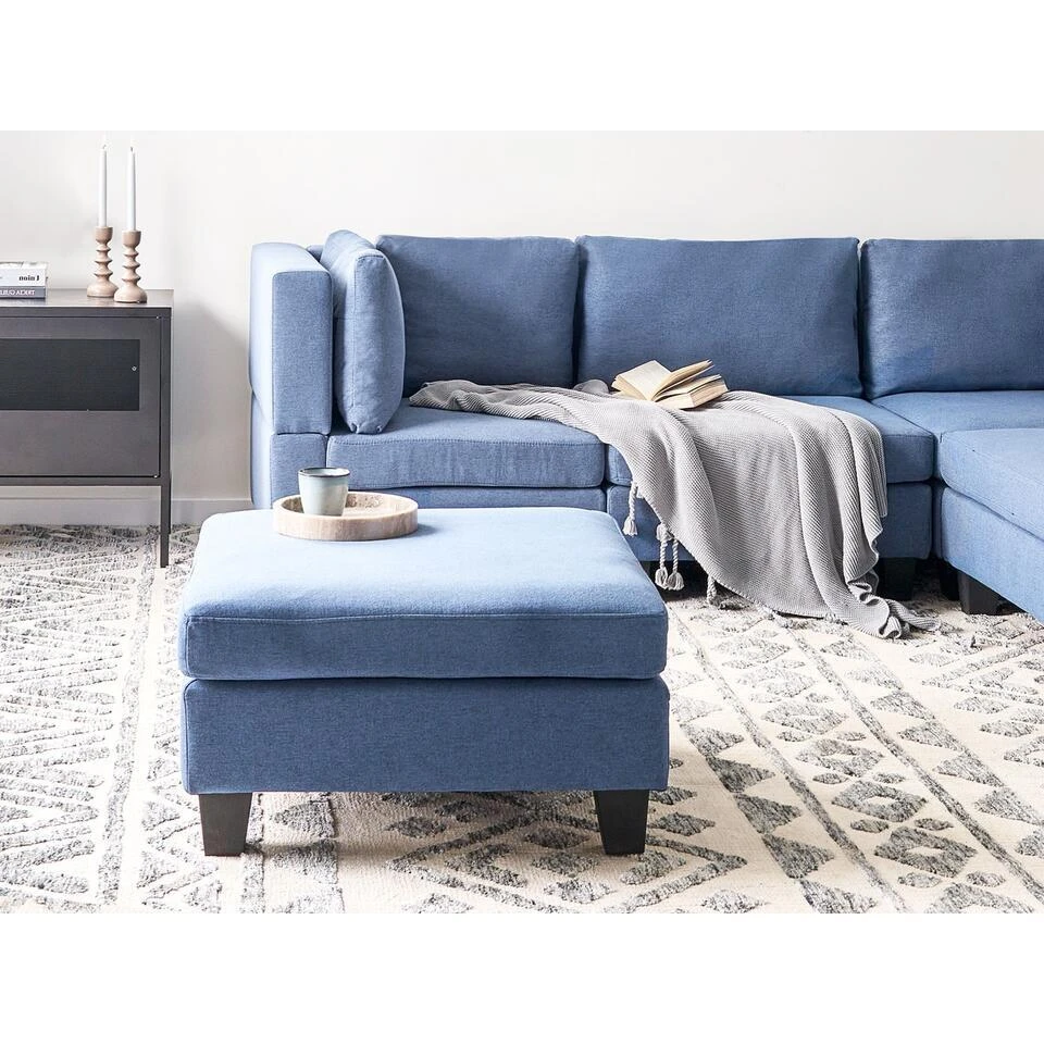 UNSTAD - Hocker - Blauw - Polyester 4 UNSTAD - Hocker - Blauw - Polyester - Afbeelding 2