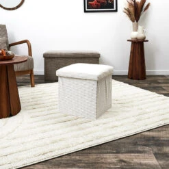 Home Deco Factory Poefje - Opbergbox - Rib - Wit - 38 X 38cm -LeenBakker Winkel 18adcb3443384c279e594e7b508ee7d3