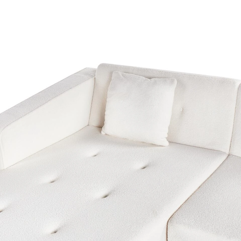 VADSO - Hoekslaapbank - Gebroken Wit - Rechterzijde - Bouclé 10 VADSO - Hoekslaapbank - Gebroken Wit - Rechterzijde - Bouclé - Afbeelding 8