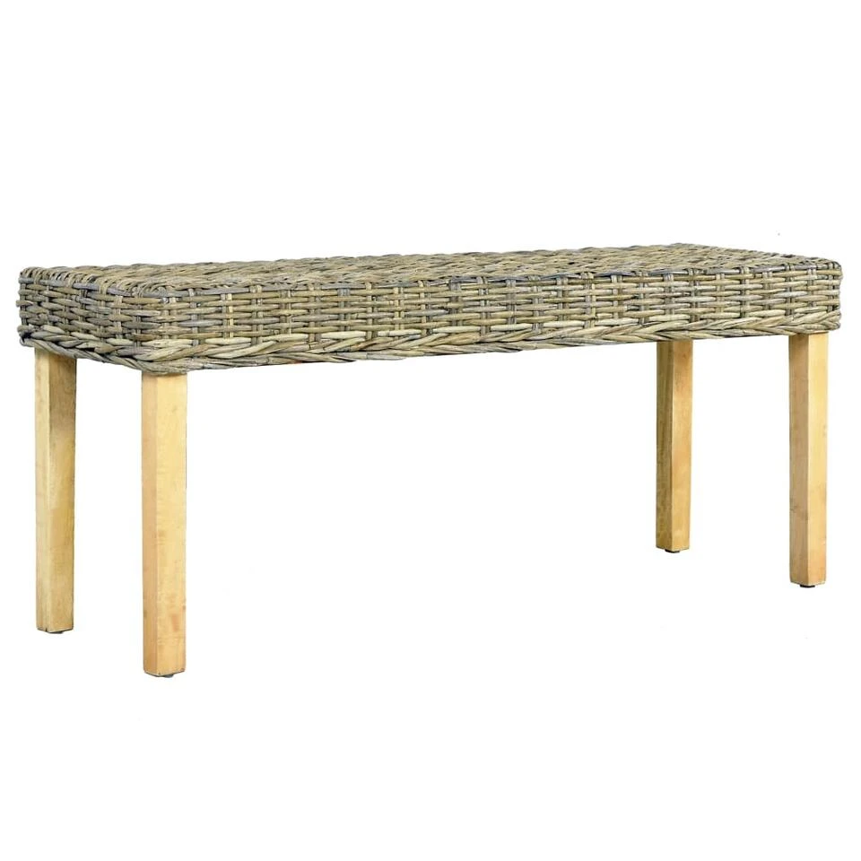 VidaXL Bankje 110 Cm Natuurlijk Kubu Rattan En Massief Mangohout 3 VidaXL Bankje 110 Cm Natuurlijk Kubu Rattan En Massief Mangohout