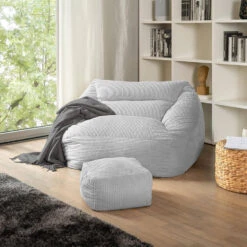 Merkloos HOME DELUXE Zitzak COSY Lichtgrijs Incl. Krukje -LeenBakker Winkel 19f1b0309cb64968b04becd8bffee81b