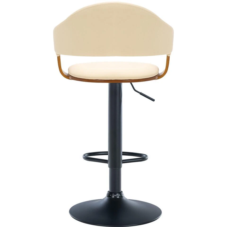 CLP Barkruk Nilse Zwart Frame - Kunstleer - Walnoot/creme 6 CLP Barkruk Nilse Zwart Frame - Kunstleer - Walnoot/creme - Afbeelding 4