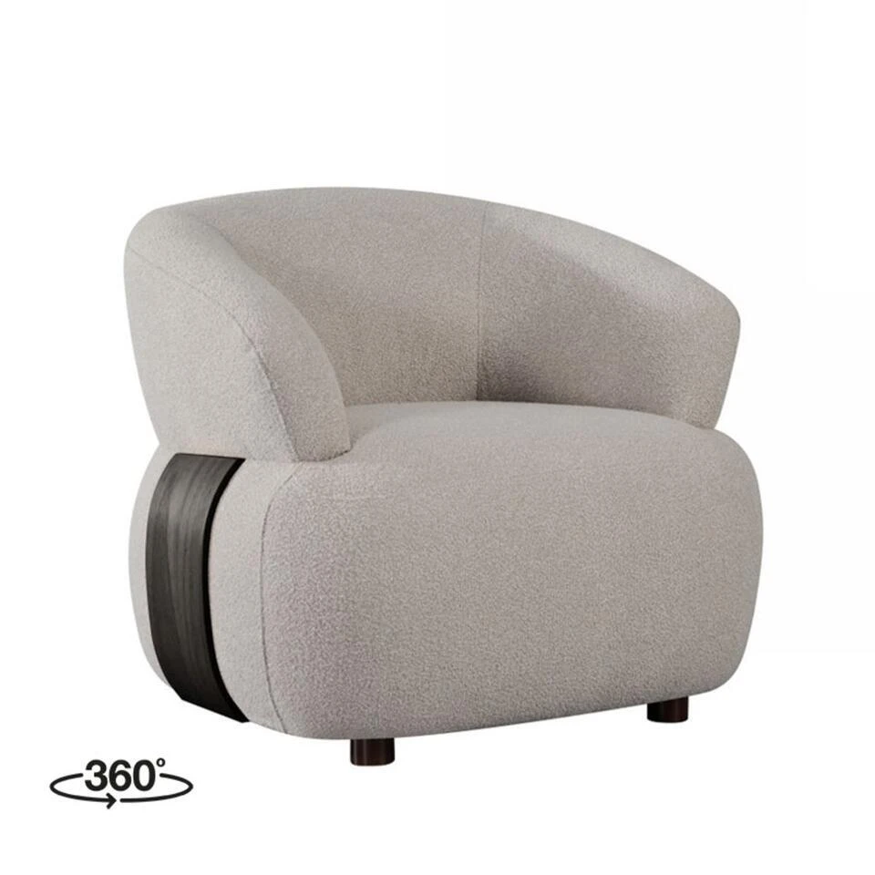 LABEL51 Fauteuil Valenza - Naturel - Stof - Zwart Hout - 79x83x73 Cm 4 LABEL51 Fauteuil Valenza - Naturel - Stof - Zwart Hout - 79x83x73 Cm - Afbeelding 2