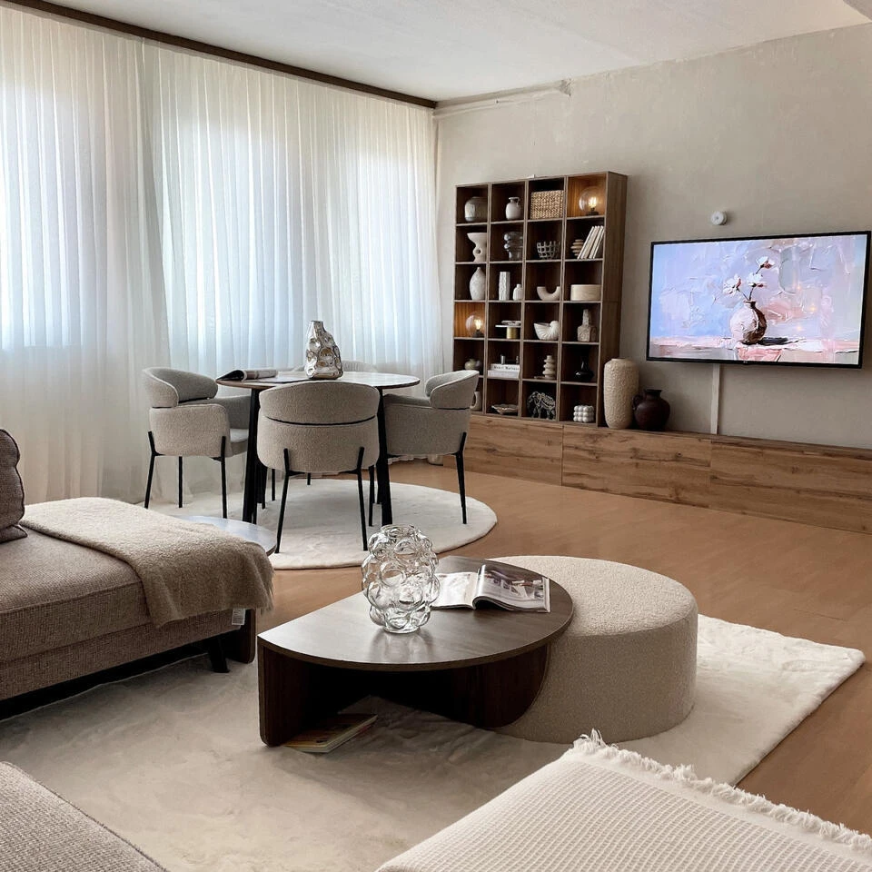 DS4U - Mira Eetkamerstoel Boucle - Beige 4 DS4U - Mira Eetkamerstoel Boucle - Beige - Afbeelding 2