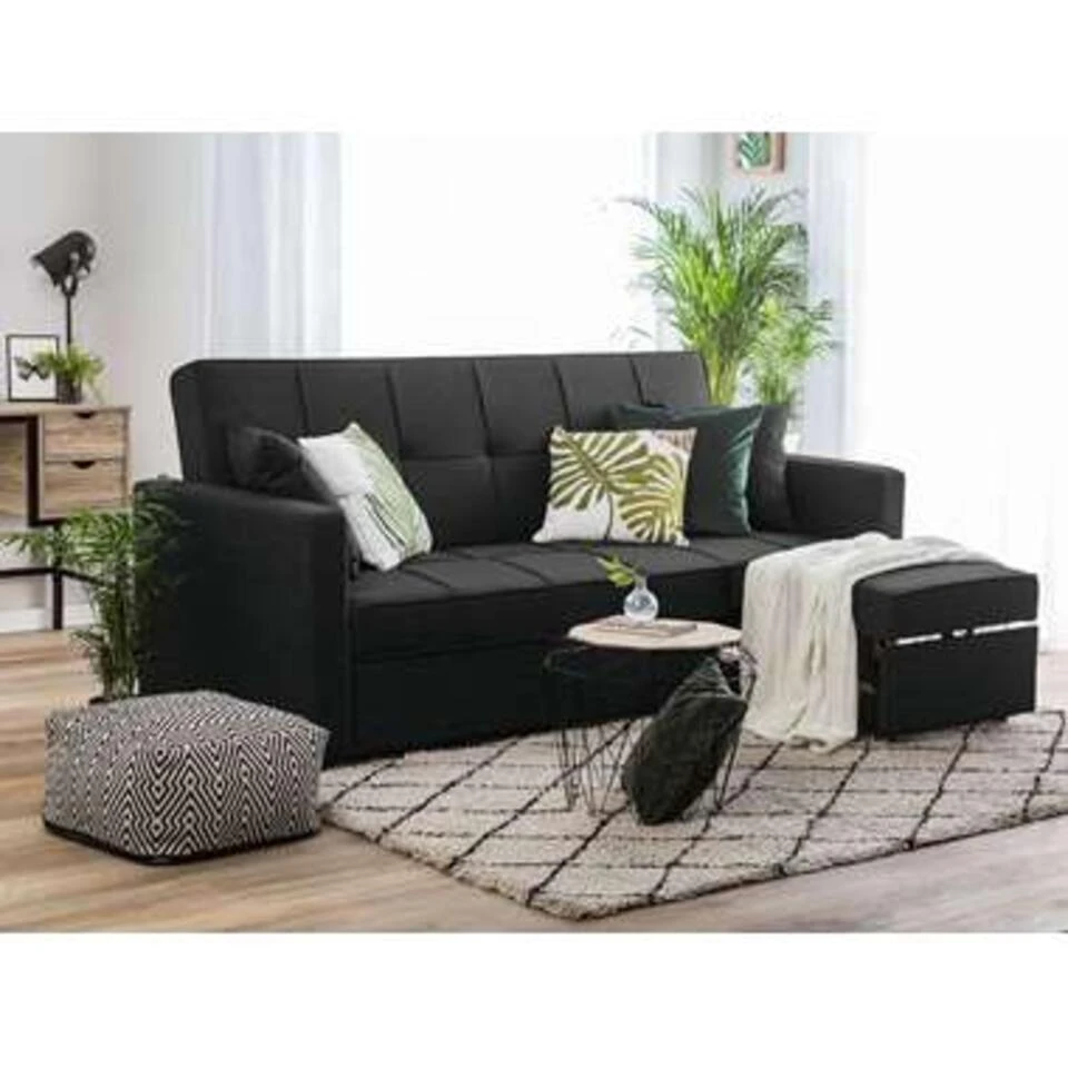 Beliani Slaapbank - GLOMMA Zwart Polyester 5 Beliani Slaapbank - GLOMMA Zwart Polyester - Afbeelding 3