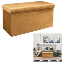 Home Deco Poef Velvet - Opbergbox - Okergeel - 76 X 38 Cm -LeenBakker Winkel 1dcd752826224ea7947caa39e9526e70