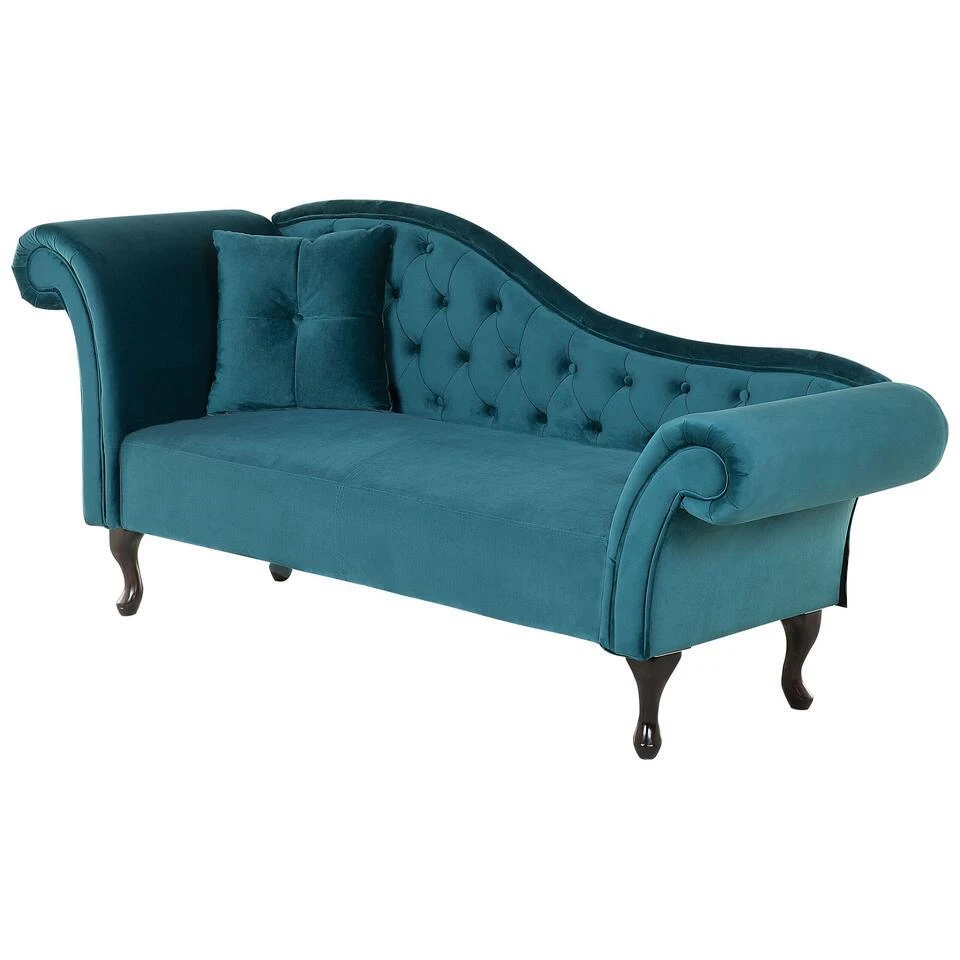 LATTES - Chaise Longue - Blauw - Linkerzijde - Fluweel 6 LATTES - Chaise Longue - Blauw - Linkerzijde - Fluweel - Afbeelding 4