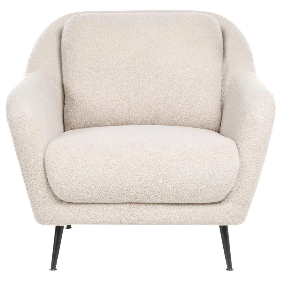 EIBY - Fauteuil - Beige - Bouclé 8 EIBY - Fauteuil - Beige - Bouclé - Afbeelding 6