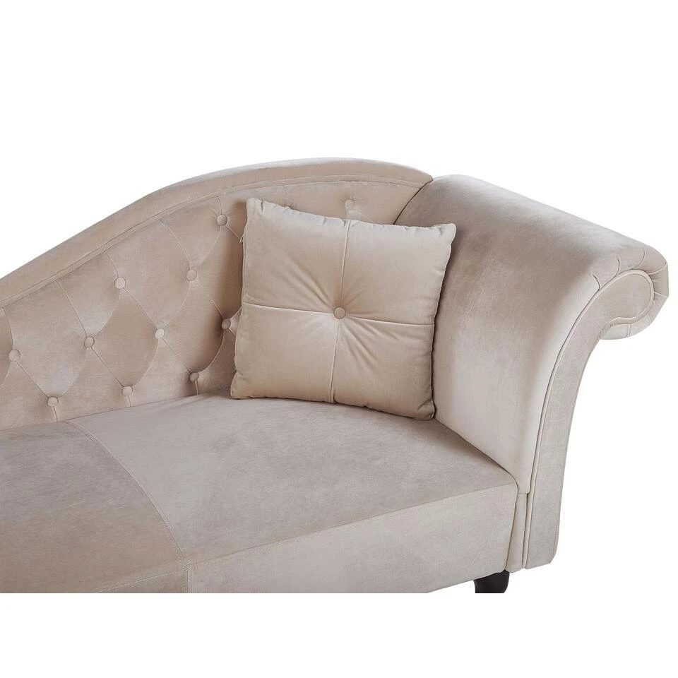 LATTES - Chaise Longue - Beige - Rechterzijde - Fluweel 8 LATTES - Chaise Longue - Beige - Rechterzijde - Fluweel - Afbeelding 6